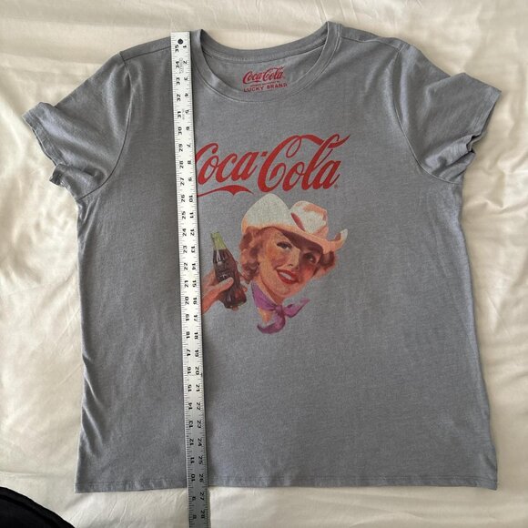 Coca Cola Lucky Brand Grey Cowgirl Graphic Tee - Picture 4 of 5